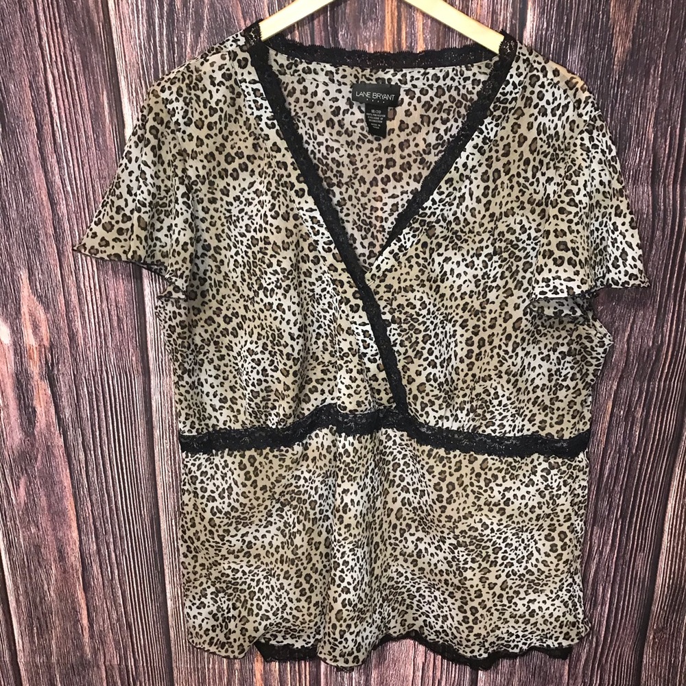 🤑STUNNING Lane Bryant 10/12 Cheetah Blouse